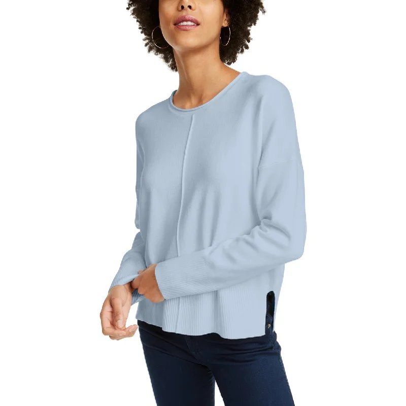 French Connection Womens Della Ribbed Trim Crew Neck Sweater