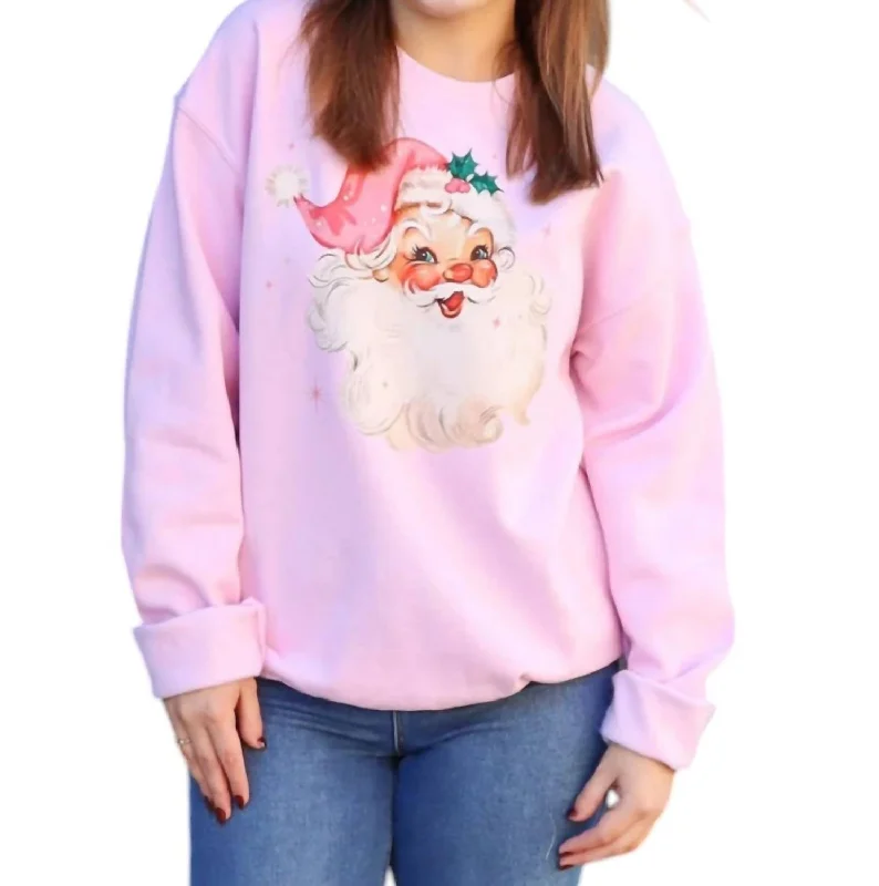 Vintage Santa Sweatshirt In Pink