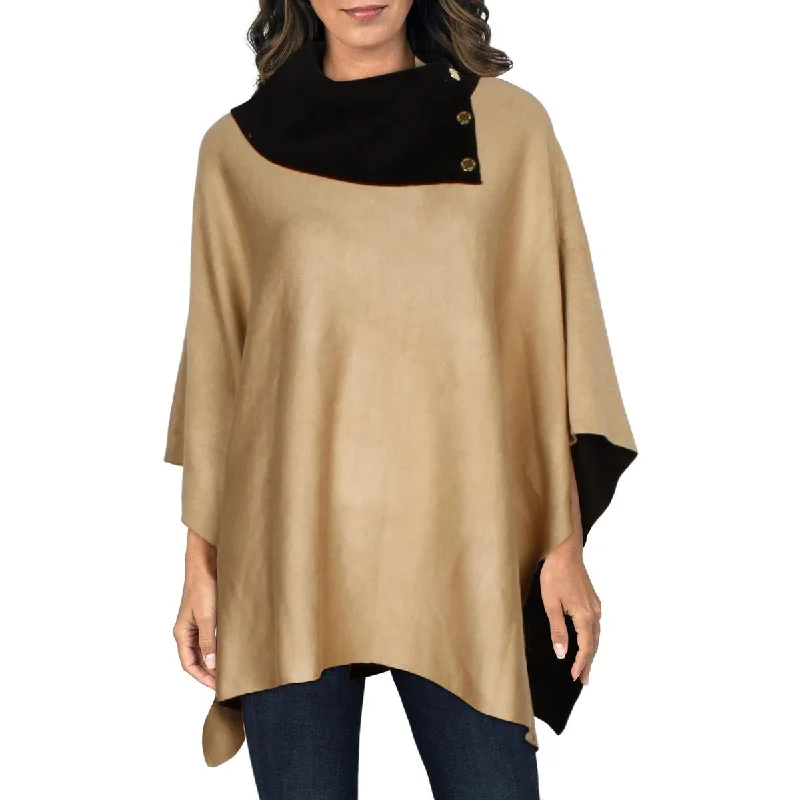 Womens Knit Embellished Poncho Sweater