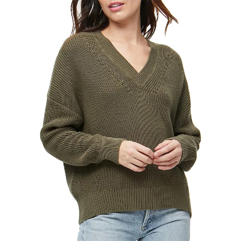 Michael Stars Womens Joss V-Neck Pointelle Pullover Sweater