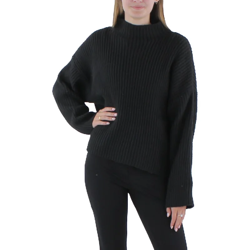 Steve Madden Womens   Ribbed Mock Neck Pullover Sweater