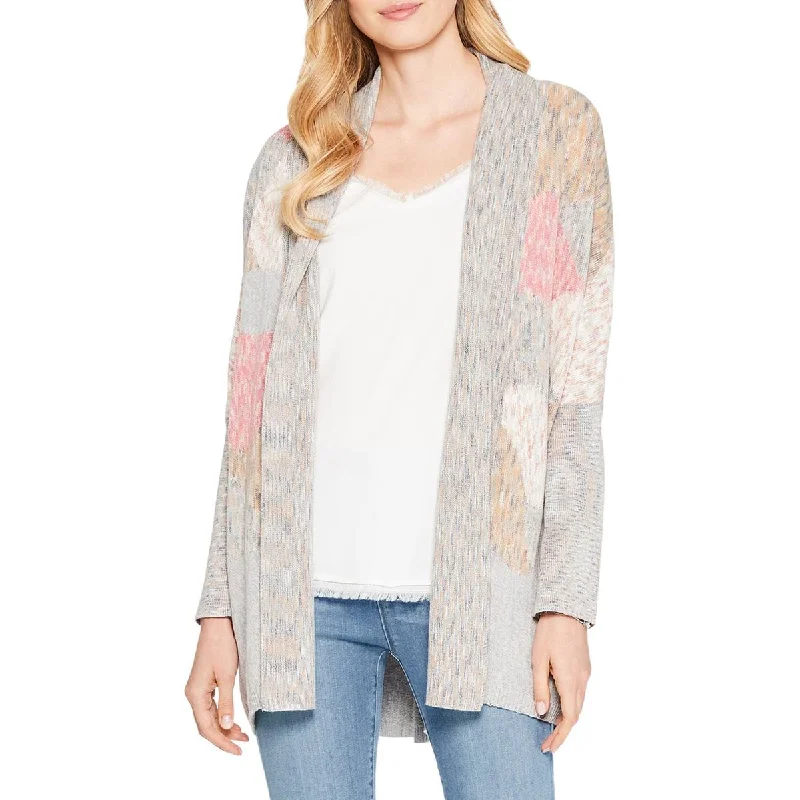 Nic + Zoe Womens Around the Bend Printed Open Front Cardigan Sweater