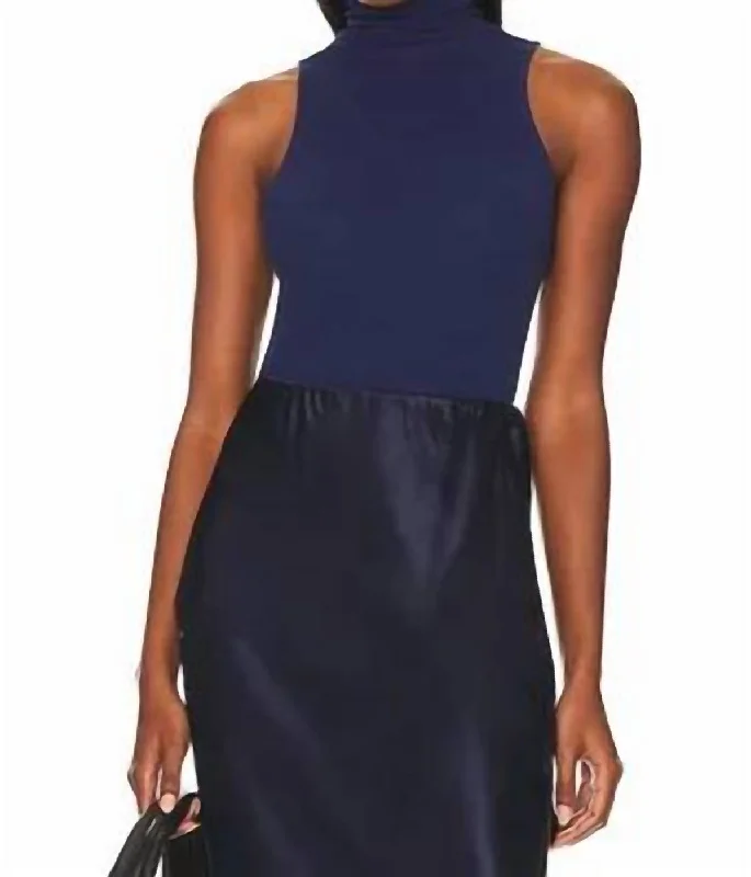 Cashmere Halter Turtleneck In French Navy