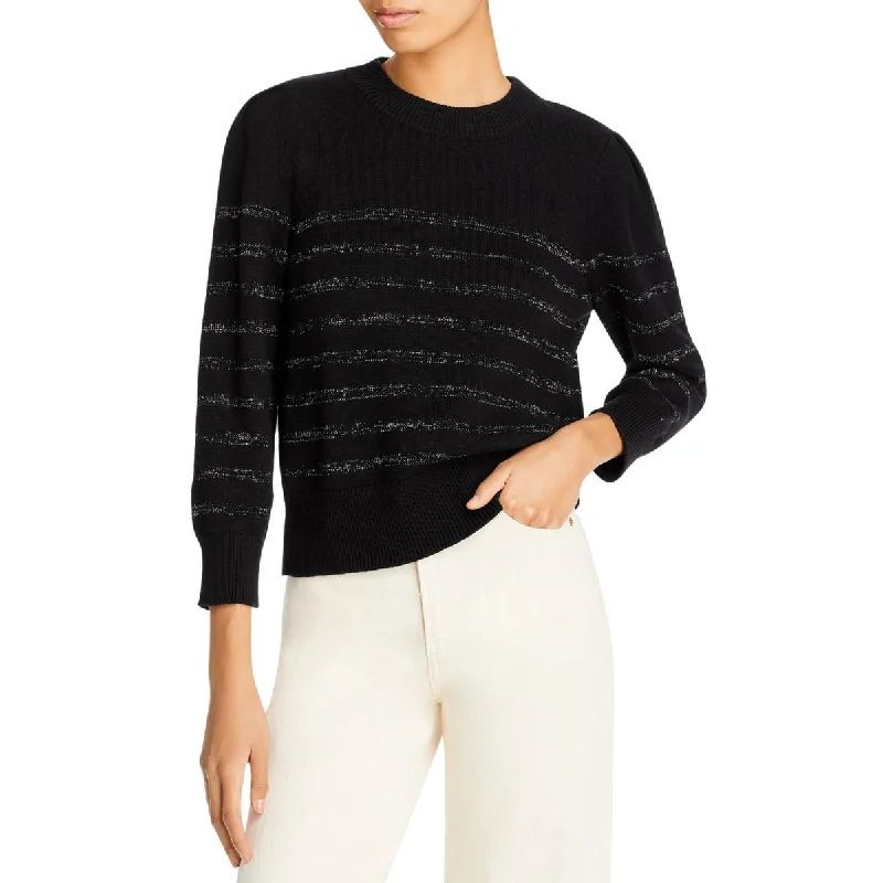 Rails Womens Cuffed Striped Crewneck Sweater