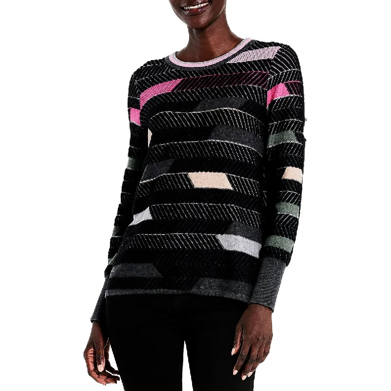 Nic + Zoe Womens Knit Striped Crewneck Sweater