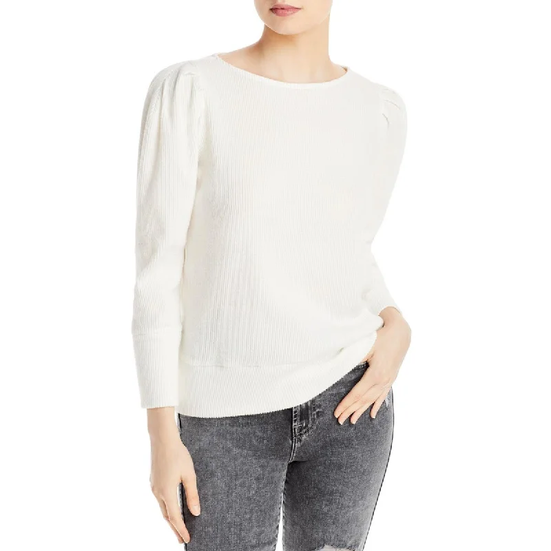 Karl Lagerfeld Paris Womens Knit Ribbed Crewneck Sweater