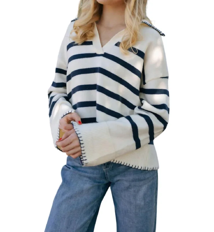 Stripe Sweater In Navy