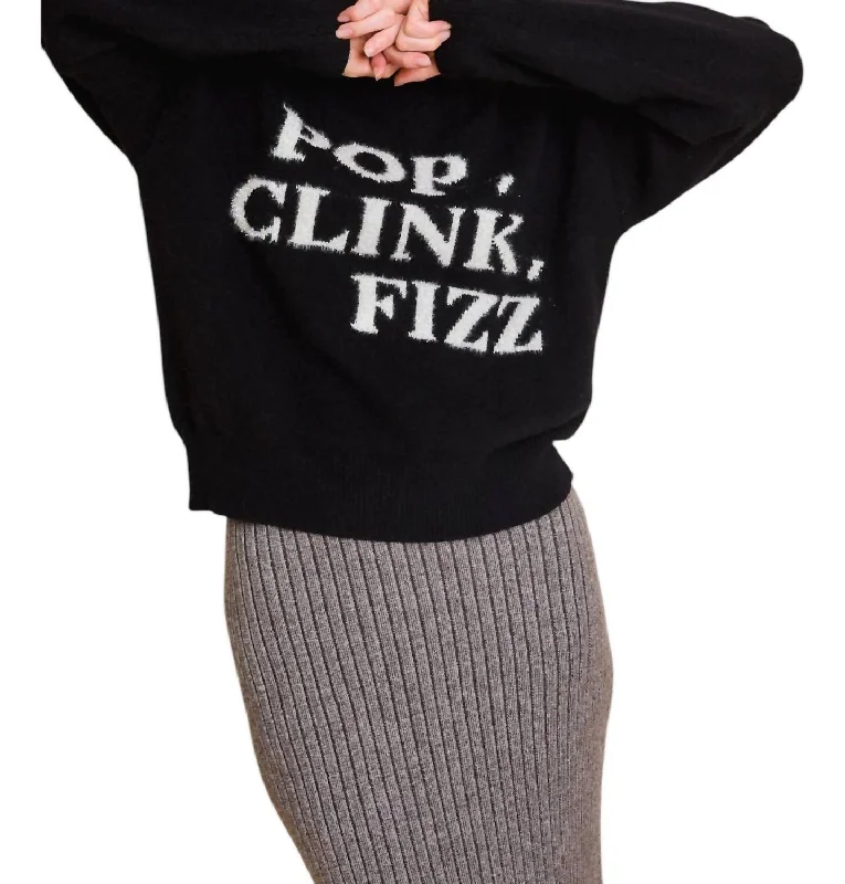 Pop Clink Fizz Pull Over Sweater In Black