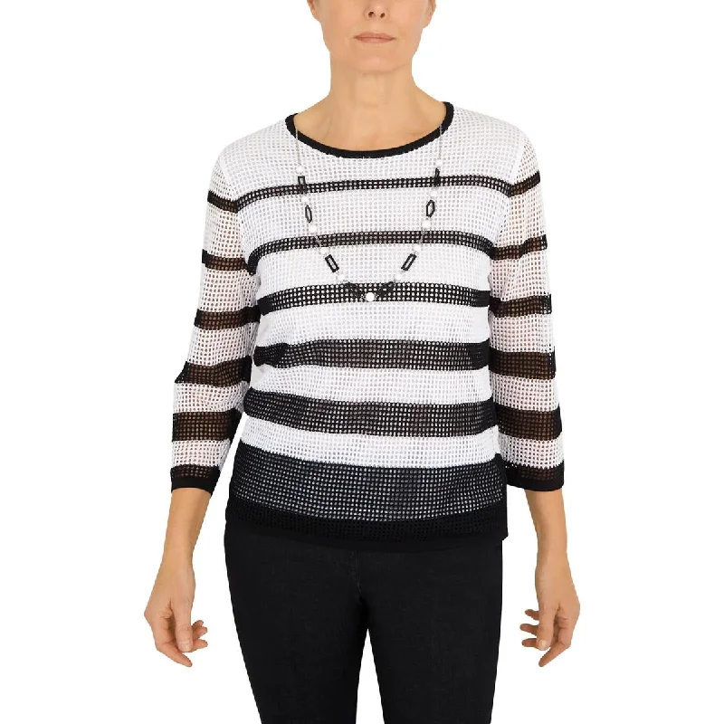 Alfred Dunner Womens Striped  Pullover Sweater