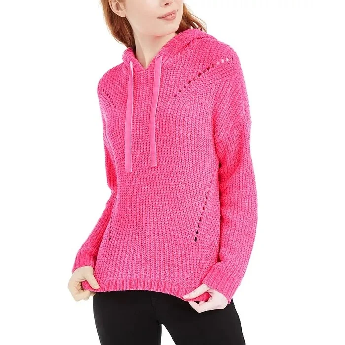 American Rag Junior's Chenille Hoodie Pink Size Large