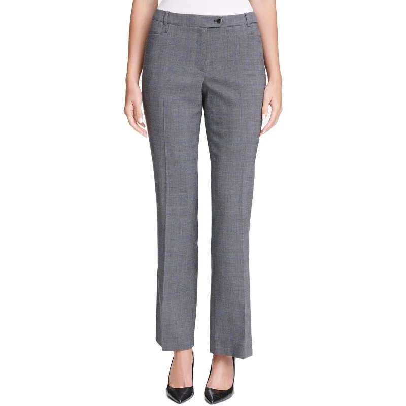 Calvin Klein Women's Modern Fit Glen Plaid Dress Pants Grey Size 16" - Silver - 16