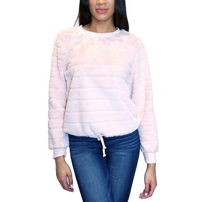 Crave Fame Juniors' Faux-Faux Sweatshirt Pink Size Extra Small - XS