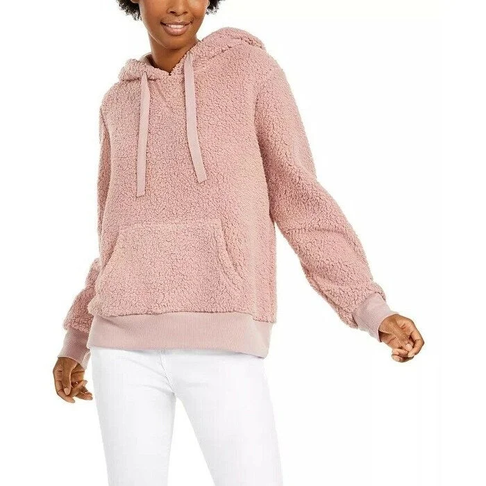 Hippie Rose Juniors' Sherpa Hoodie Pink Size Small