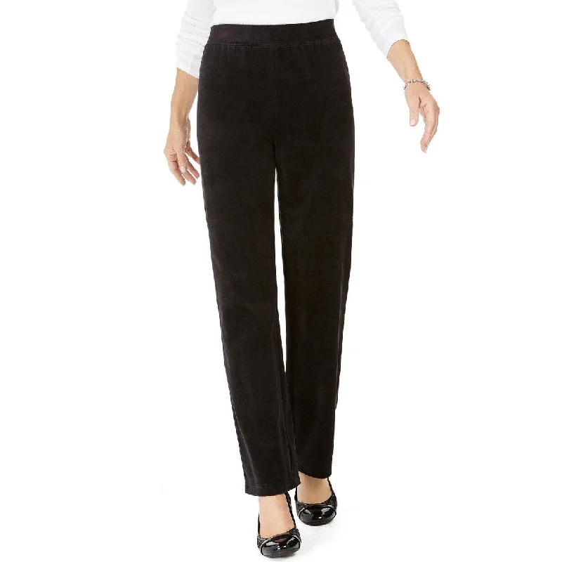 Karen Scott Women's Petite Velour Pull-On Pants Black Size Petite