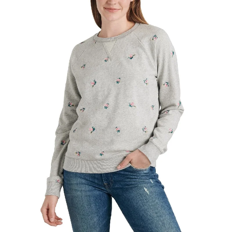 Lucky Brand Women's Allover Embroidered Sweatshirt Grey Size Medium