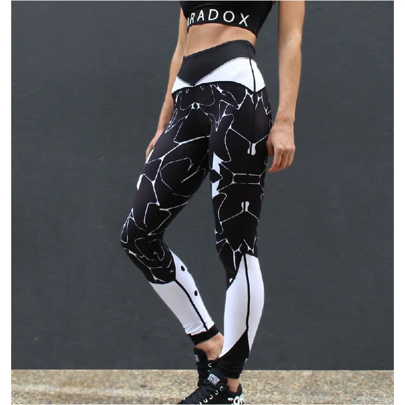 Mono Print Paneled Tights