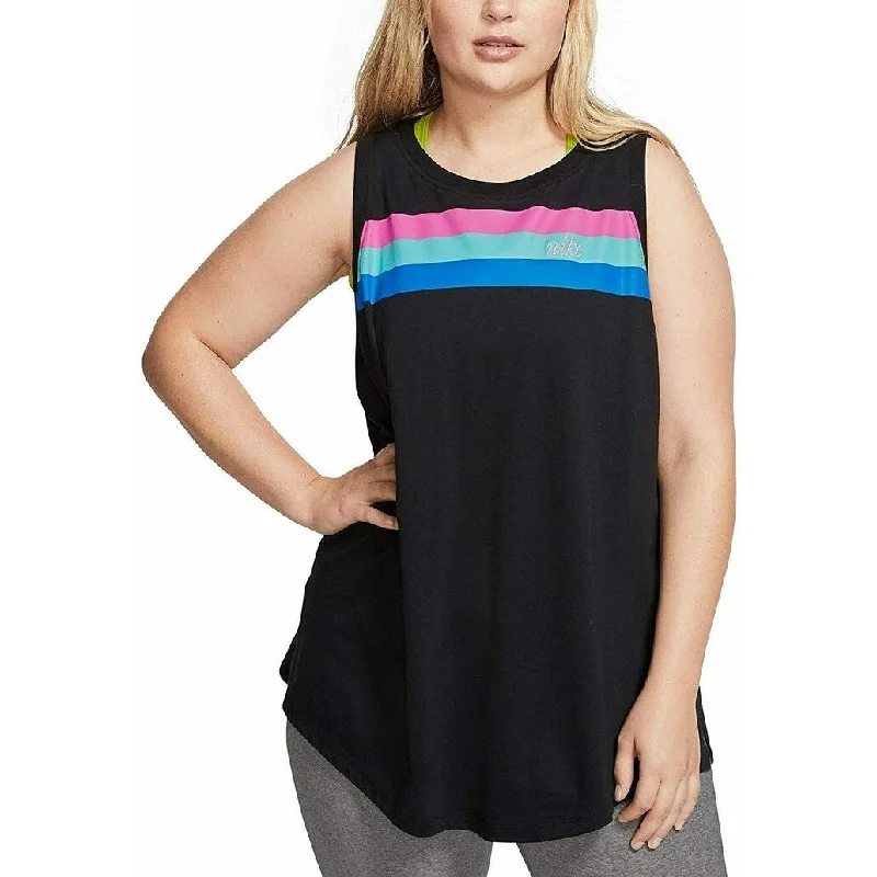 Nike Plus Women's Sportswear Graphic Printed Cotton Tank Top Black Size 2X