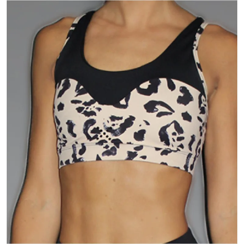 Nude Leopard Print Sports Bra