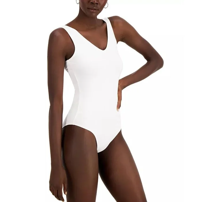 Palette Women's V-Neck Bodysuit White Size X-Large - XL