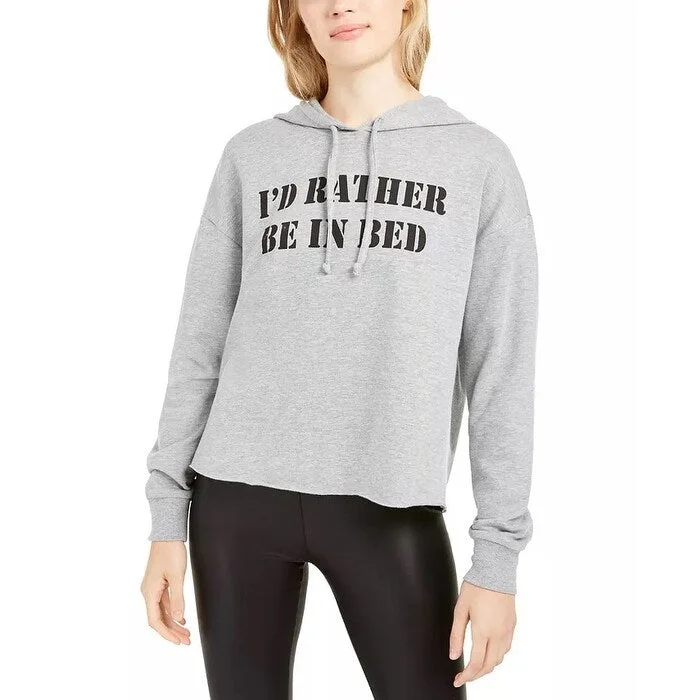 Rebellious One Junior's I'dRather Be In Bed Graphic Hoodie Grey Size S - Small