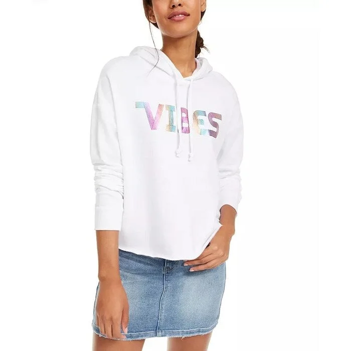 Rebellious One Junior's Vibes Graphic Hoodie White Size X-Small