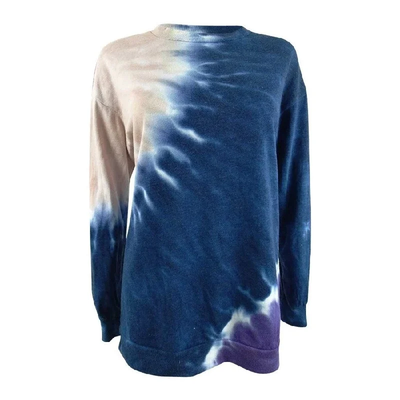 Ultra Flirt Juniors' Tie-Dye Tunic Sweatshirt Dark Blue Size Medium