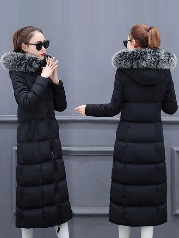 Black with Black & Gray Fur Collar