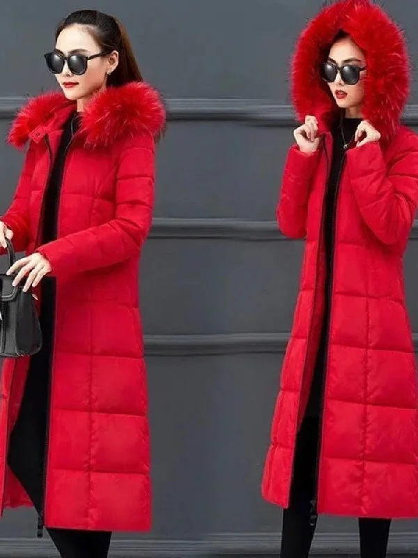 Red with Red Fur Collar