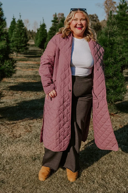 Chilly Wind Quilted Coat in Light Royal Plum Curves