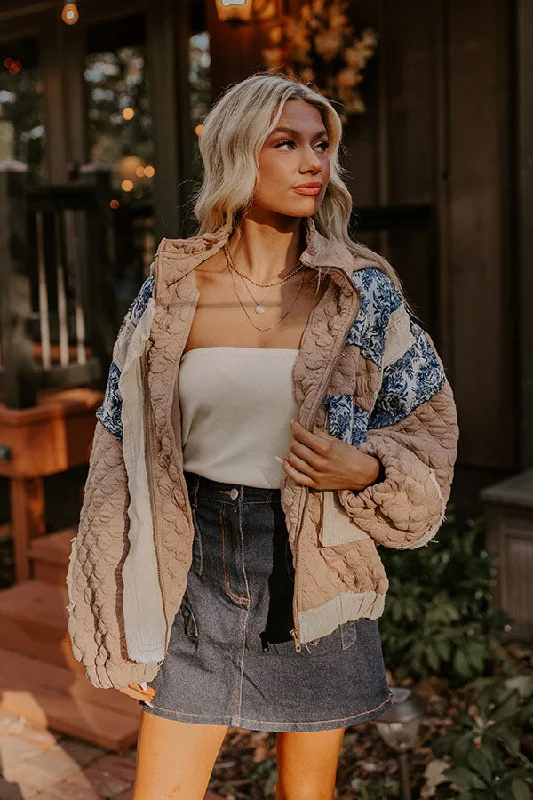 Cozy Couture Quilted Jacket in Warm Taupe