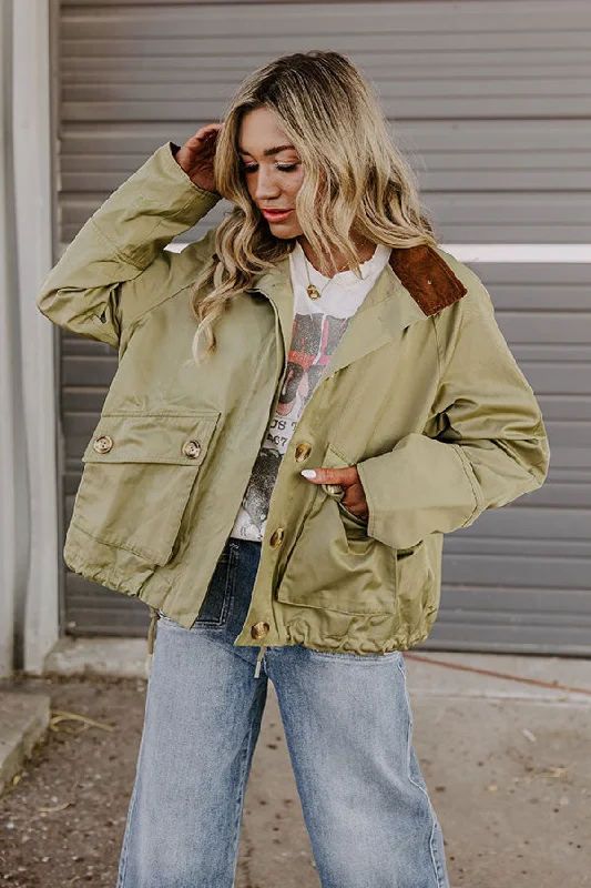 Crisp Mornings Cargo Jacket in Sage