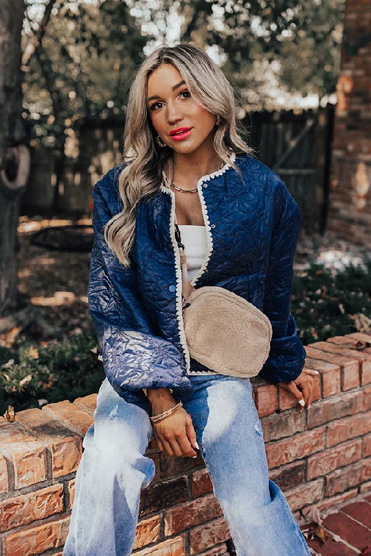 Fall Festival Quilted Jacket in Navy