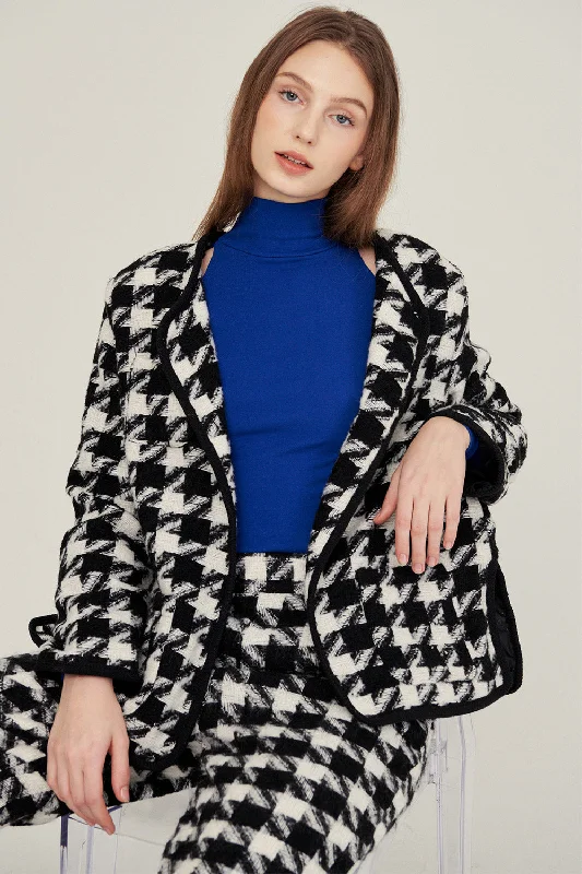 Nour Houndstooth Open Coat