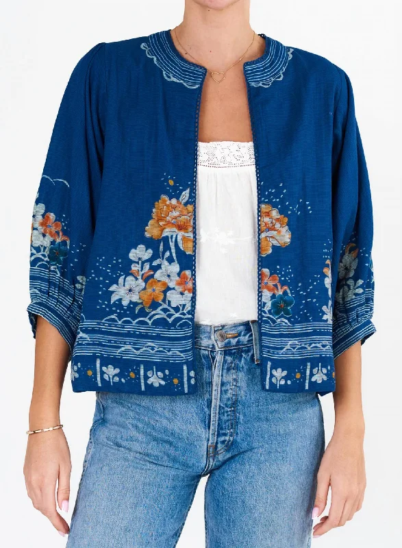 Osha Print Jacket In Indigo