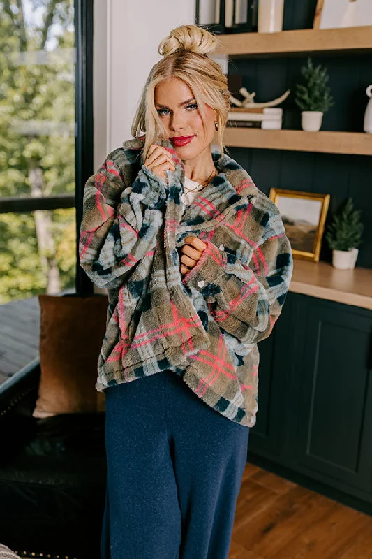 Plush Comfort Plaid Jacket Curves