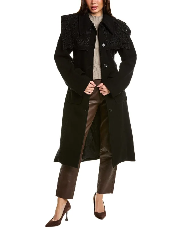 SEA NY Anita Eyelet Wool-Blend Coat