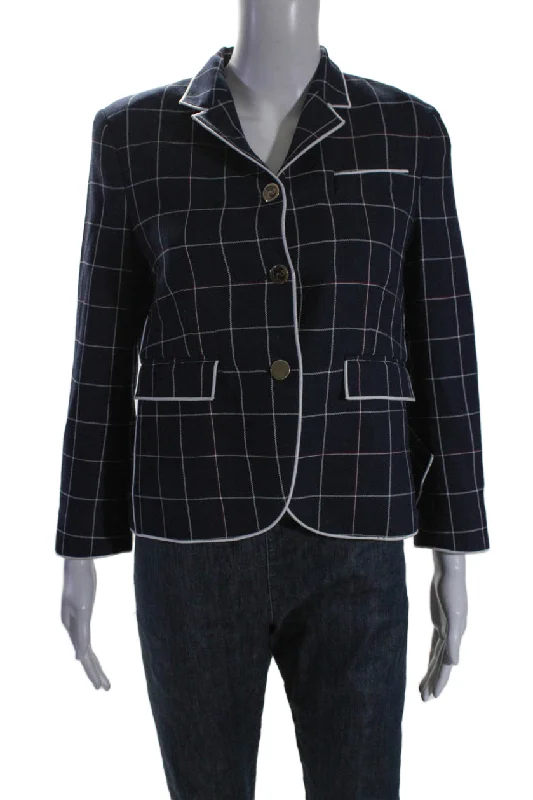 Thom Browne Women's Collared Long Sleeves Unlined Plaid Blazer