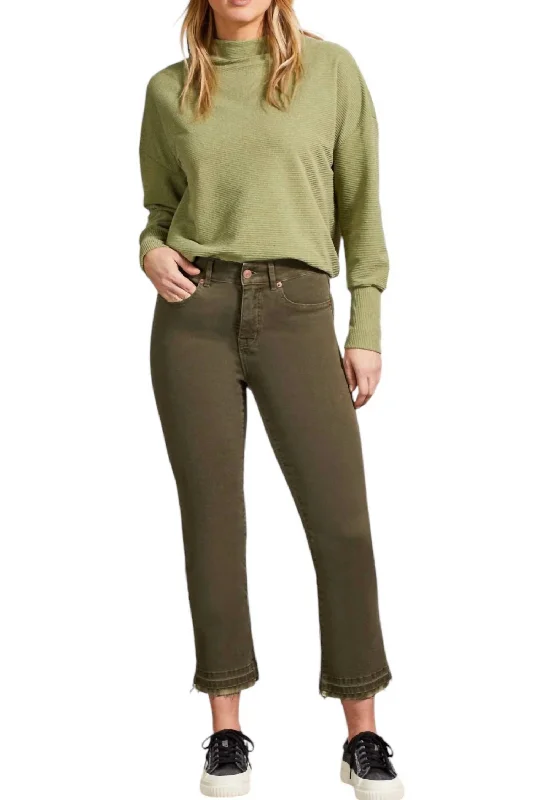 Sophia Curvy Micro Flare Jeans In Olive