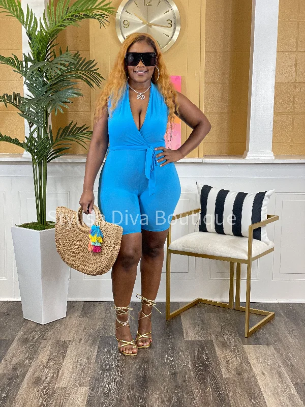 Amber Sleeveless Romper (Summer Blue)