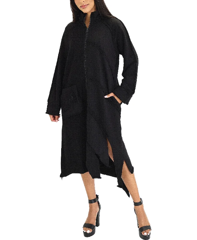 Fleece Maxi Dress w/ Frayed Trim