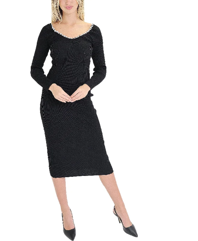 Knit Dress w/ Jeweled Trim