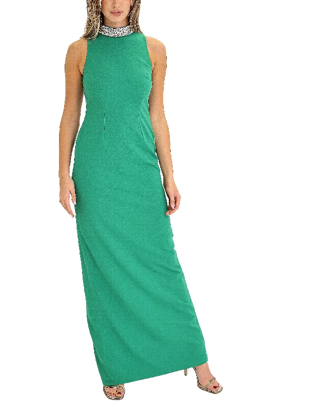 Maxi Dress w/ Jeweled Collar