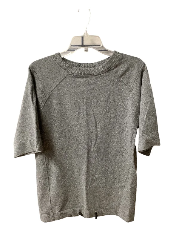 Athletic Top Short Sleeve By Lululemon In Grey, Size: M