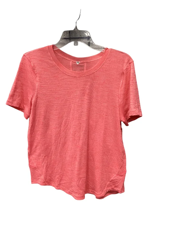 Athletic Top Short Sleeve By Lululemon In Pink, Size: M