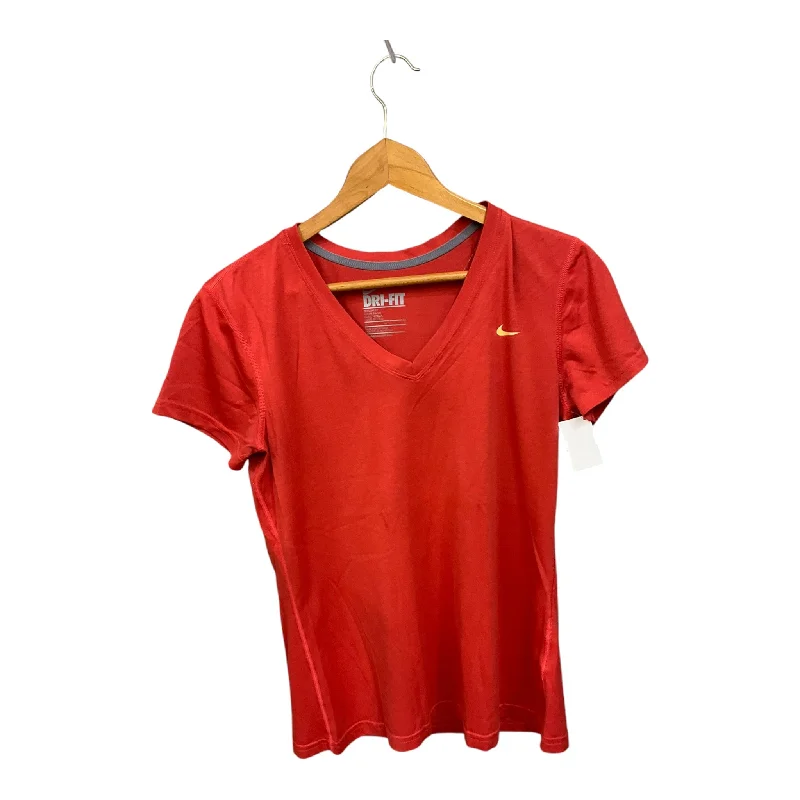 Athletic Top Short Sleeve By Nike Apparel In Orange, Size: M