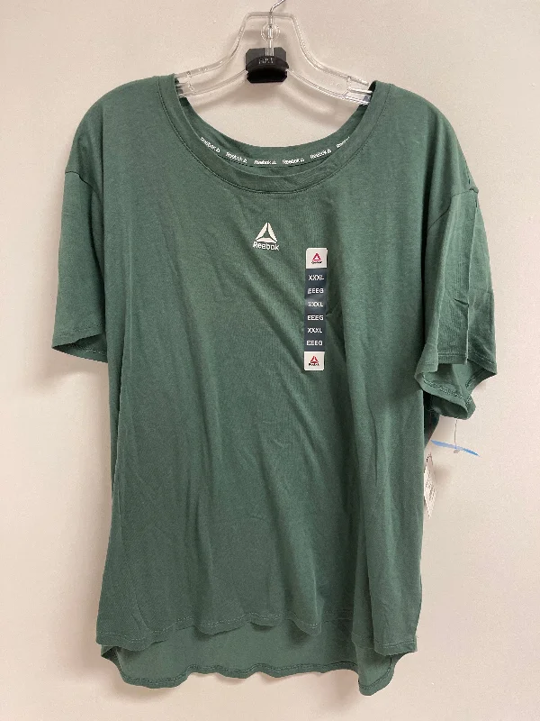 Athletic Top Short Sleeve By Reebok In Green, Size: 3x