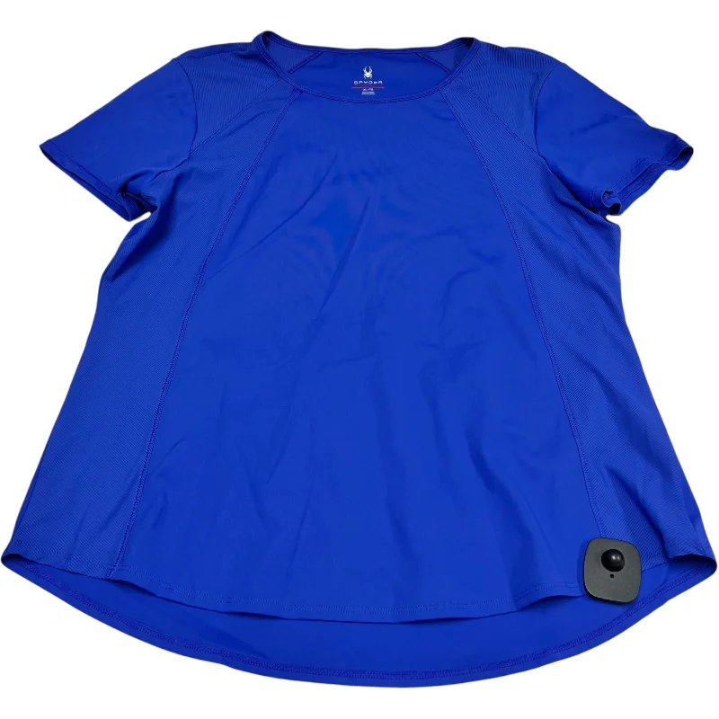 Athletic Top Short Sleeve By Spyder In Blue, Size: Xl