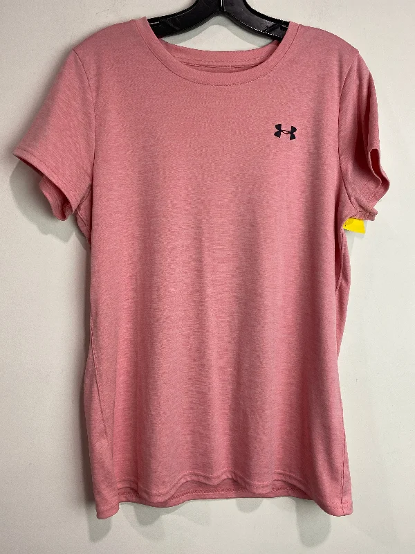 Athletic Top Short Sleeve By Under Armour In Pink, Size: L