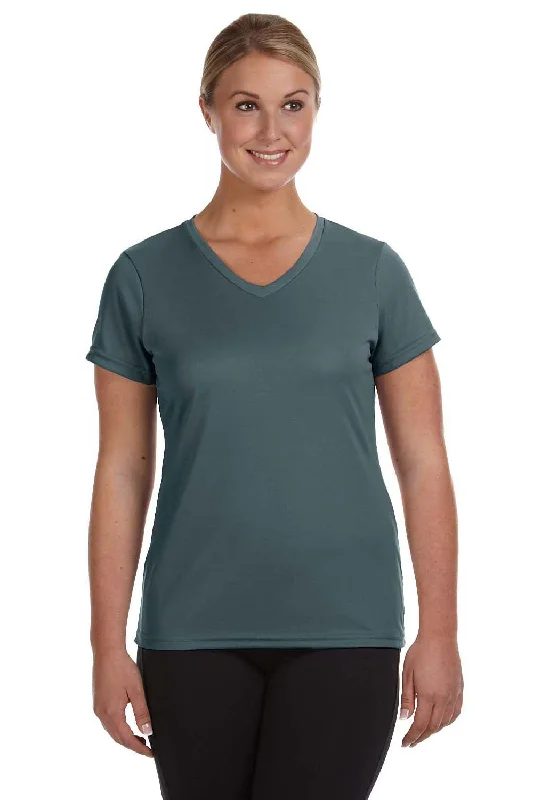 Augusta Sportswear Womens Moisture Wicking Short Sleeve V-Neck T-Shirt - Graphite Grey