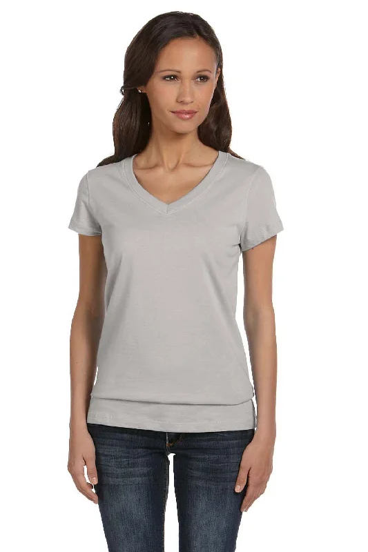 Bella + Canvas Womens Jersey Short Sleeve V-Neck T-Shirt - Heather Grey